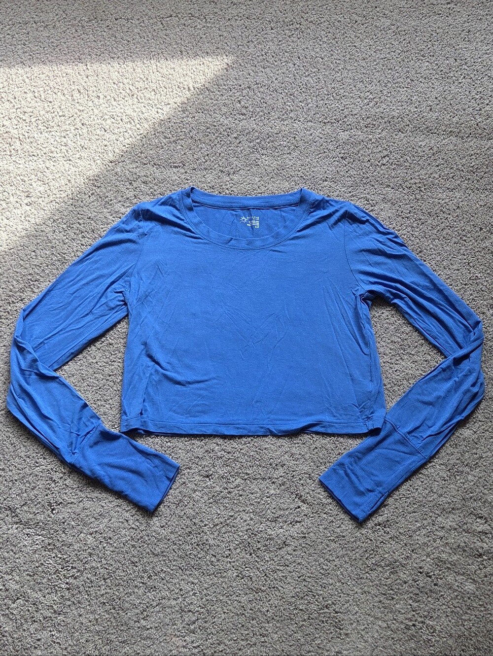 OFFLINE By Aerie Blue Long Sleeve Crop Top, Size S Athleisure Casual Minimalist
